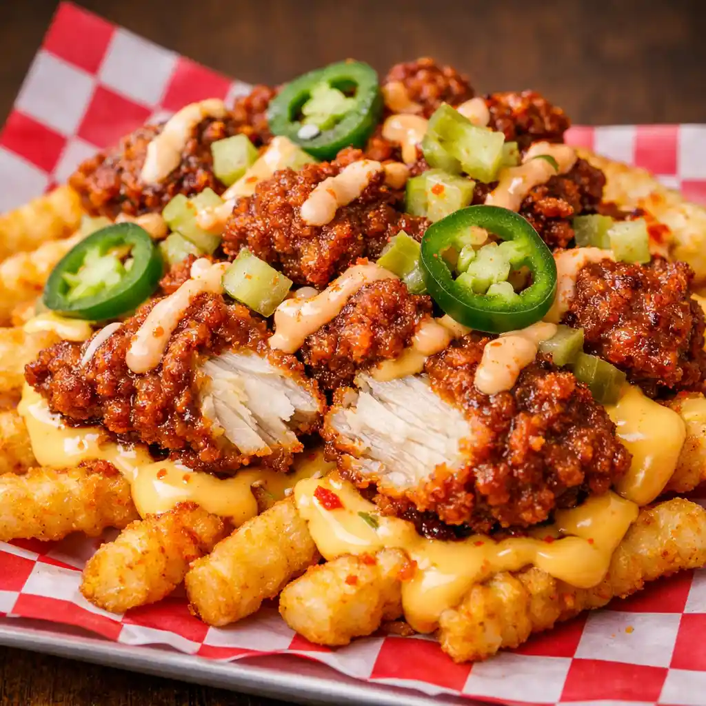 Dave’s Hot Chicken loaded fries cheese sauce image