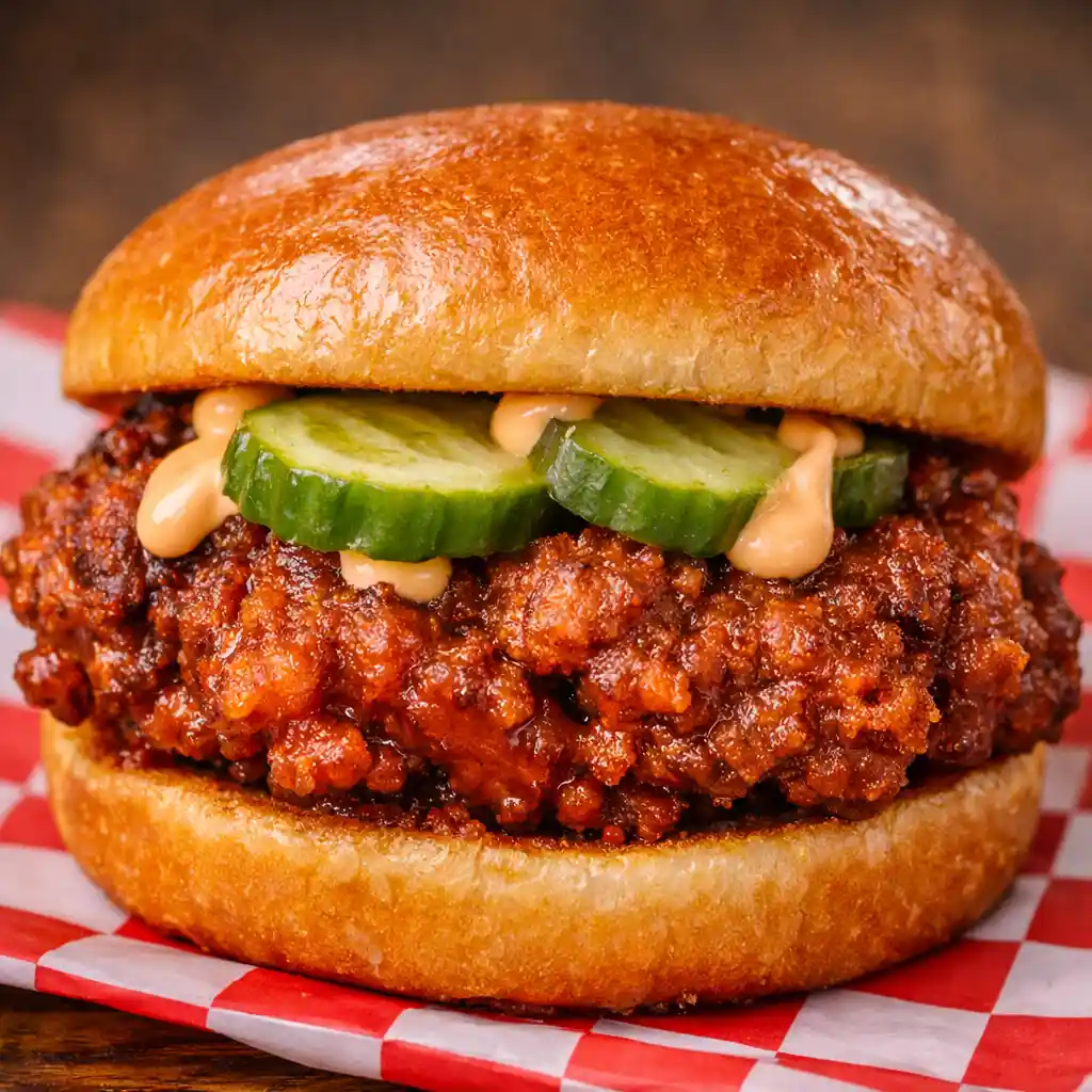 Dave’s Hot Chicken slider real photo close-up