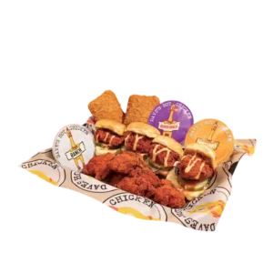 Dave’s Hot Chicken Menu with Prices 2026 54 Dave's Big Trio with Hot Mozz, Dave's Bites, Mini Sliders and three dipping sauces