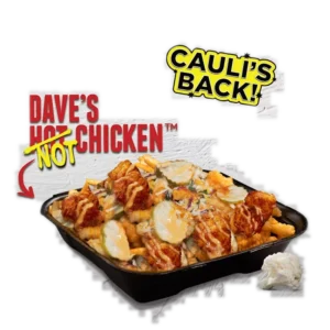 Dave’s Hot Chicken Menu with Prices 2026 111 Dave's Large Cauliflower Top Loaded Fries loaded with cauliflower bites, cheese sauce and pickles
