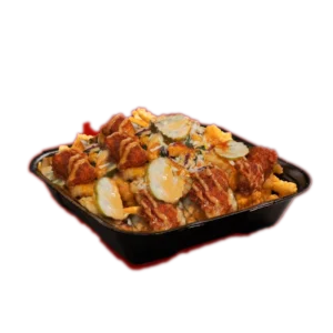 Dave’s Hot Chicken Menu with Prices 2026 62 Dave's Large Top Loaded Fries topped with chicken bites, cheese sauce, kale slaw and Dave's sauce