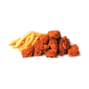 Dave's Saucy Bites Spicy Buffalo served with seasoned fries and your choice of signature sauce